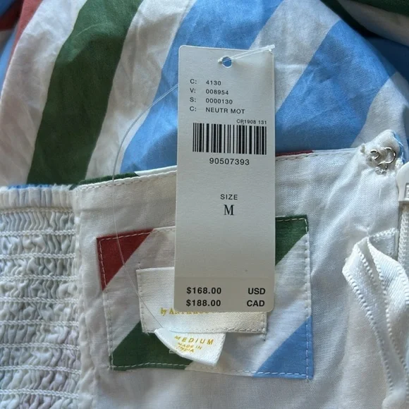 Anthropologie Maeve Halter Midi Sundress Blue White Red Green Sz M NEW - Picture 15 of 16